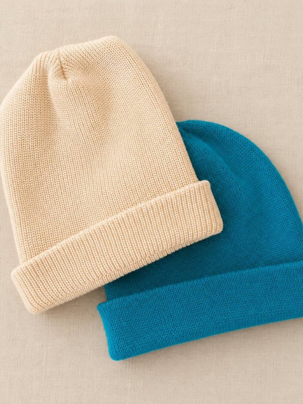 Bundle of Teal and Butter Yellow Soft Knit Beanies